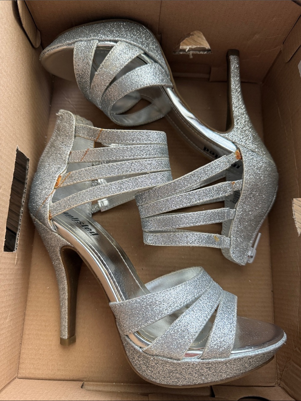 Unlisted Silver Glitter Strappy Platform Heels